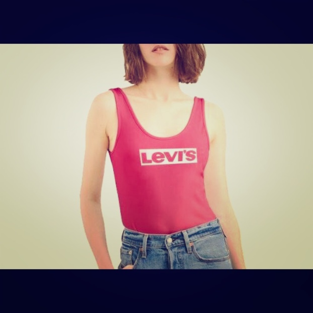 Red Levi’s bodysuit